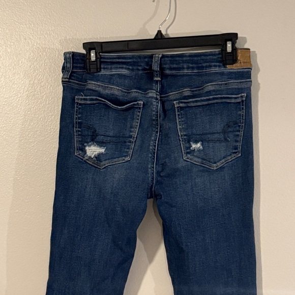 American Eagle Outfitters Women's Ripped Dark Blue Skinny Jeans - Picture 5 of 8
